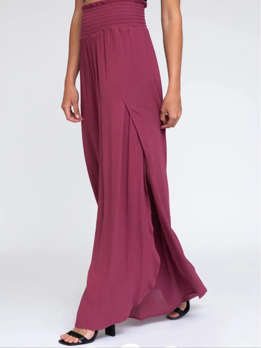 Front Wrap Wide Leg Pant - Brick - Picture 6 of 8